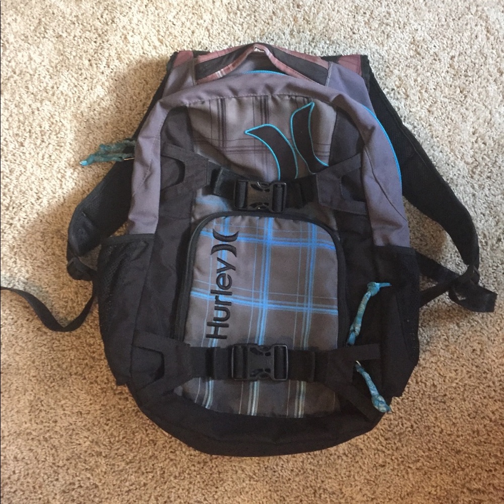 HURLEY black, blue, and grey backpack