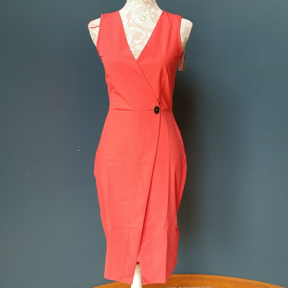 Closet V Neck Cross Over Wrap Dress