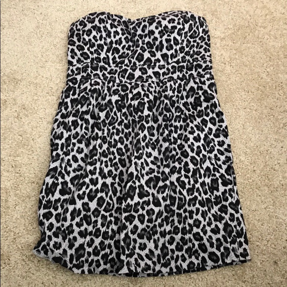 Leopard black and white strapless dress size L