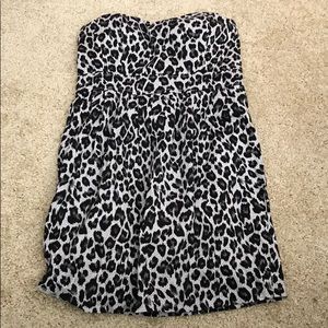 Leopard black and white strapless dress size L