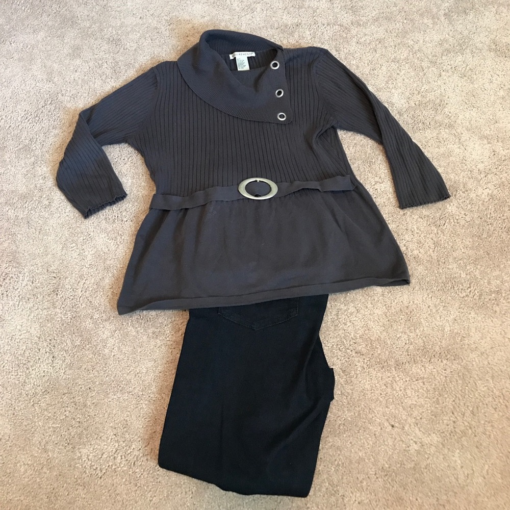 Gray Knit Sweater, 3/4 sleeve, Size L