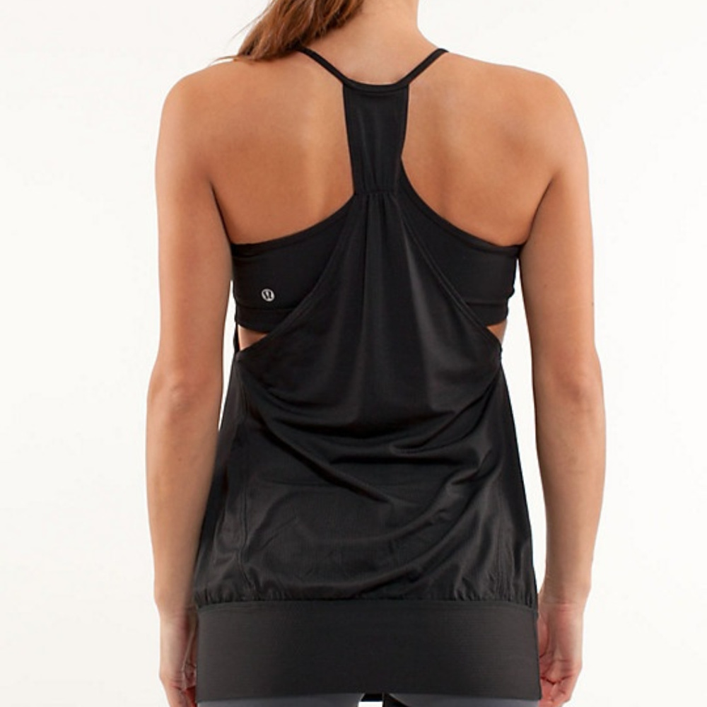 Lululemon No Limits Black Tank with Sports Bar