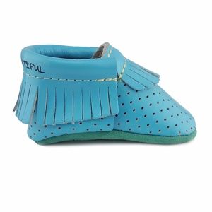First Steps Sky Blue Leather Moccasins