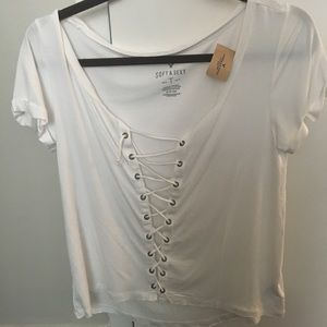American Eagle Lace-Up Top- New