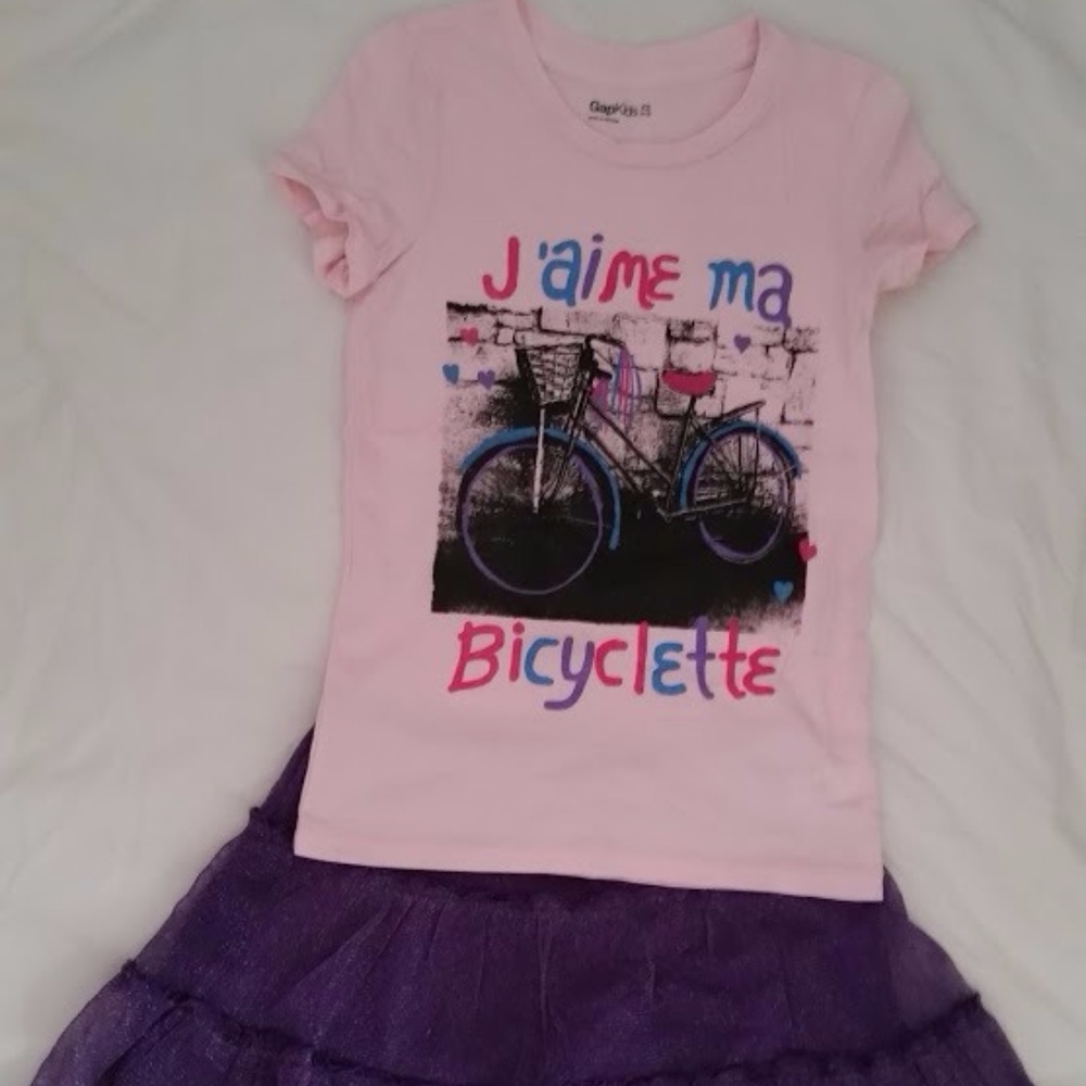 Gap "Twist & Shout" French bicycle tee XS 4 5