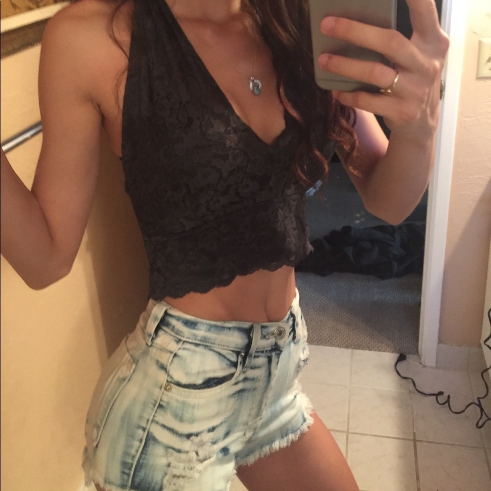 Lace crop top and high waisted shorts bundle
