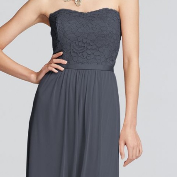 grey/pewter davids bridal bridesmaids dress - Picture 1 of 3