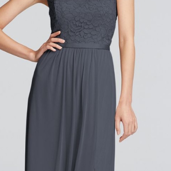 grey/pewter davids bridal bridesmaids dress - Picture 2 of 3