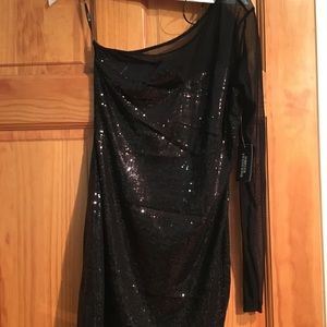 NWT Forever 21 Sequin Black One Shoulder Dress
