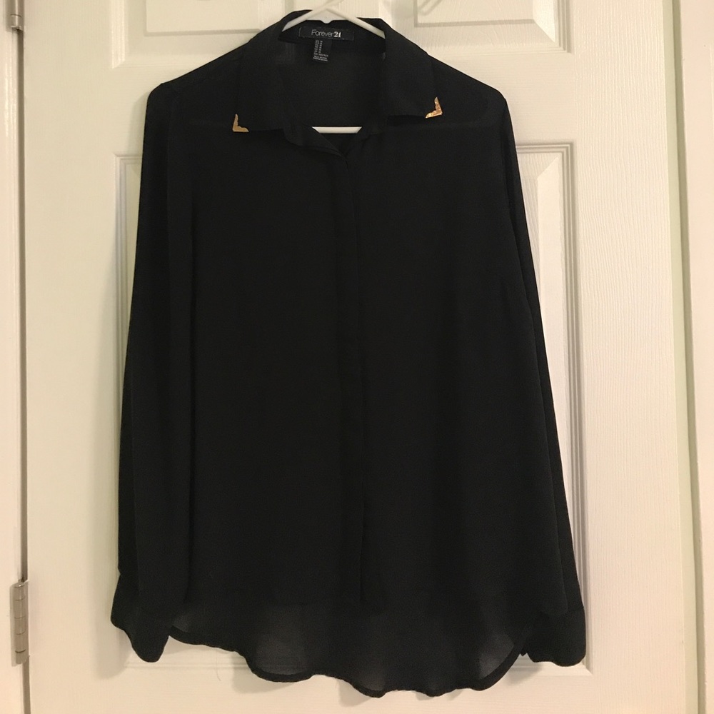 Forever 21 long sleeves black sheer