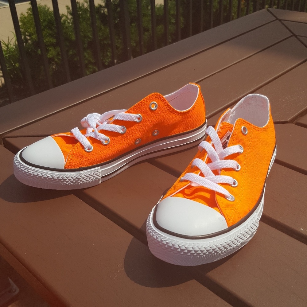Neon Orange Low Top Converse Allstars