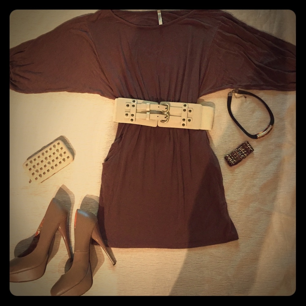 👜Comfy Brown Dress w/ Pockets & Belt Loops👜 S