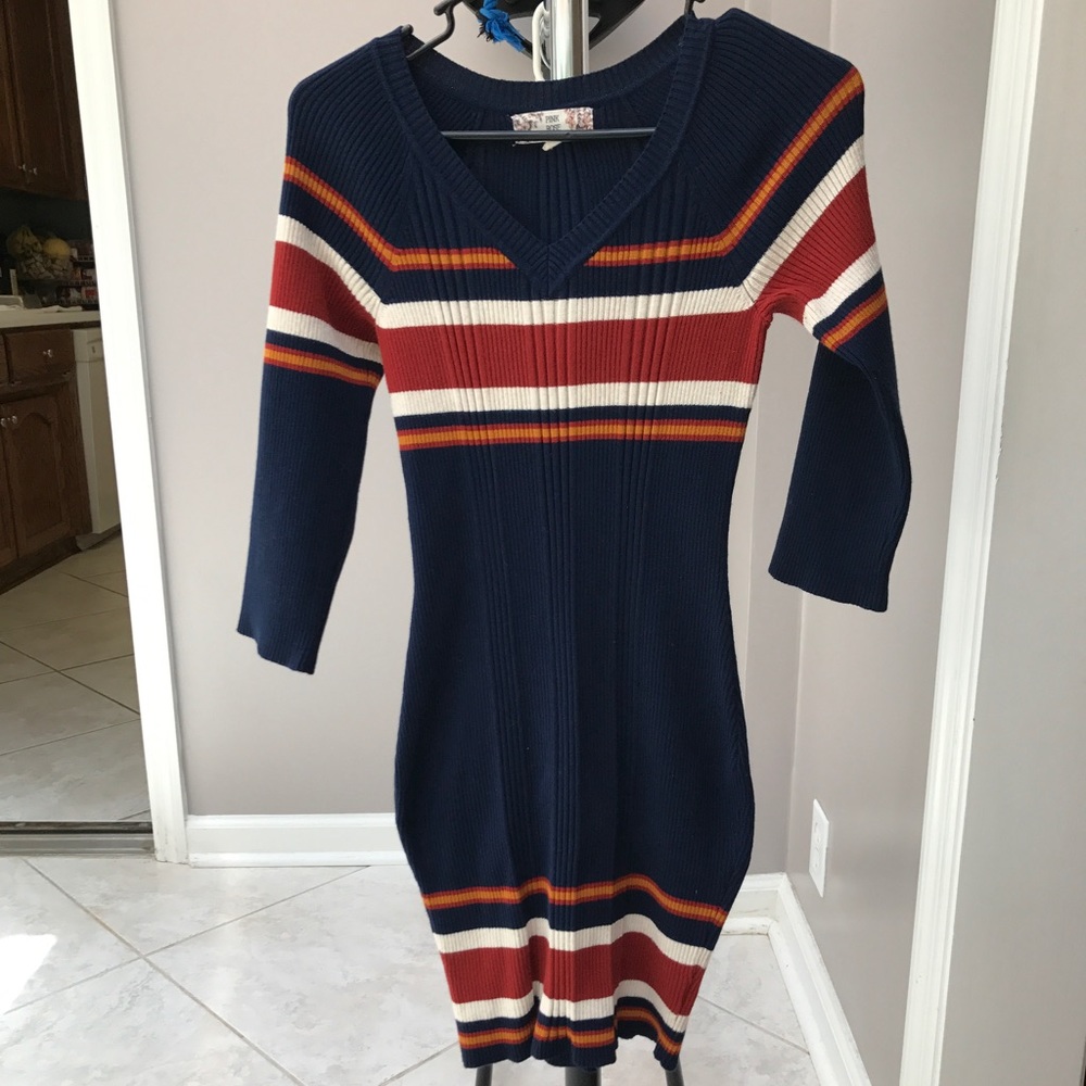 Pink rose sweater dress