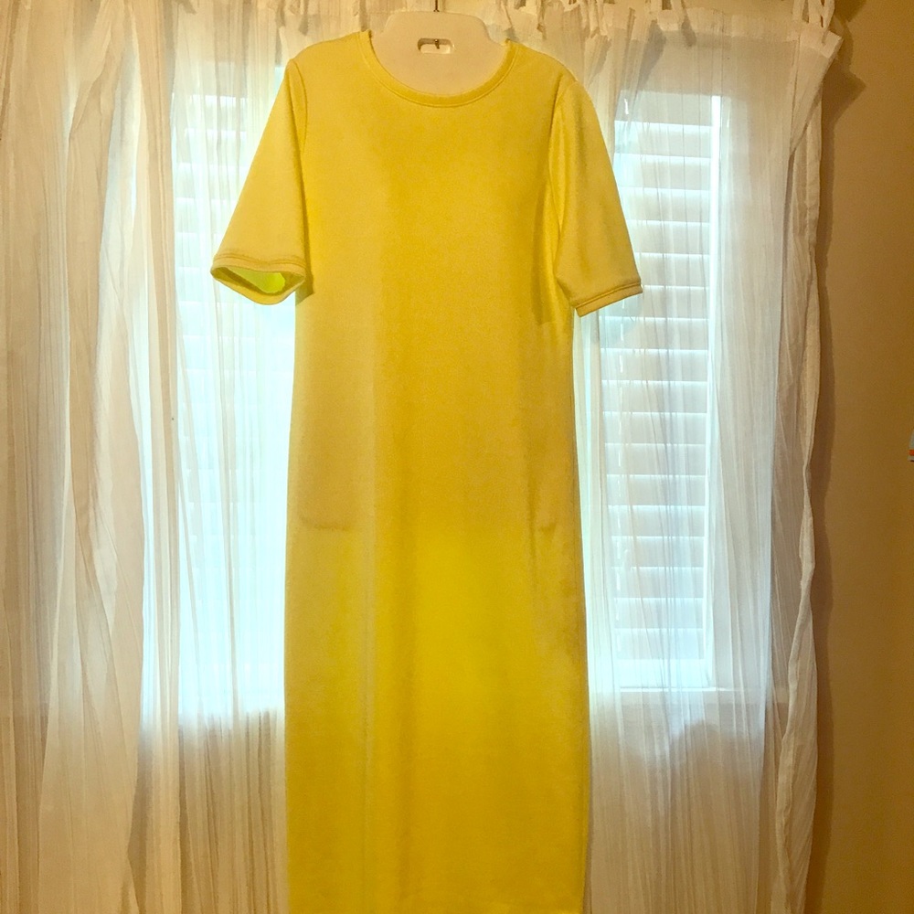 TIBI shimmer yellow dress