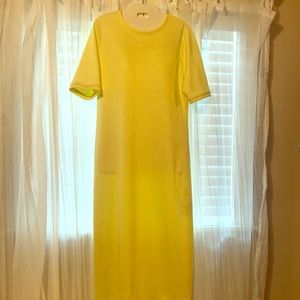 TIBI shimmer yellow dress
