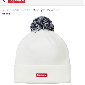 Supreme New Era Snake Script Beanie (White)