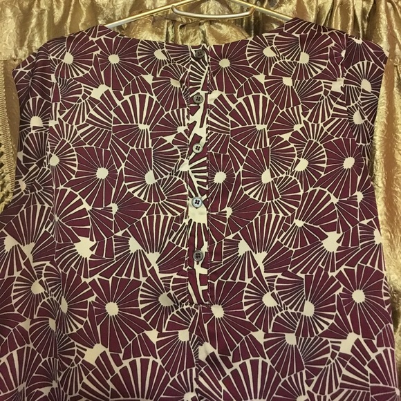 Maroon Geometric Print Silk Shift Dress - Picture 3 of 3