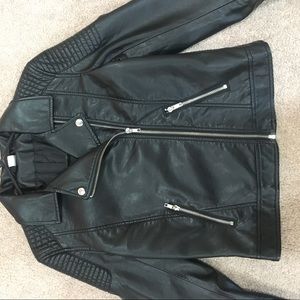 Black Faux Leather Lightweight Jacket