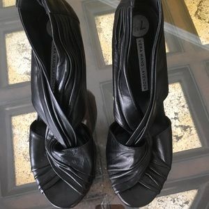 Black leather Vera Wang heels