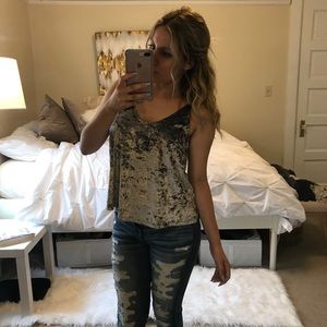 Silver Velvet Tank Top