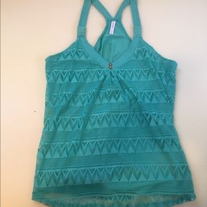 Teal cross-back tank top