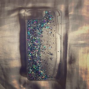 Cascading glitter phone case.