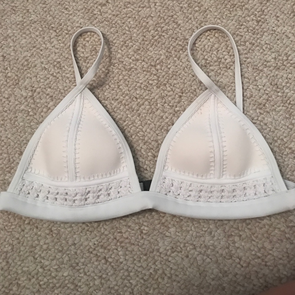 White Crochet Detail Triangl Bikini Top