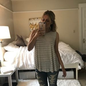 Striped High Neck Tank