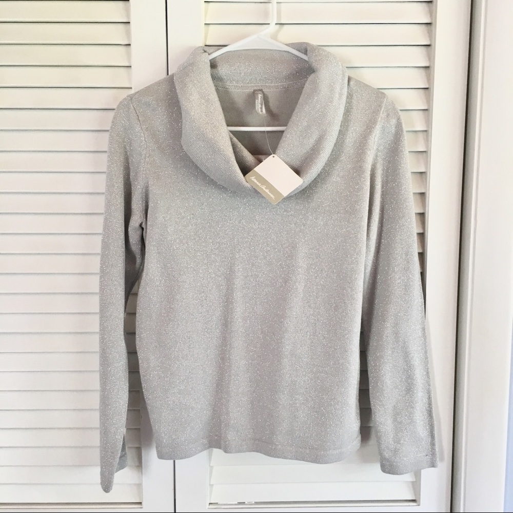 Hanna Andersson Silver Cowl Neck Sweater XS