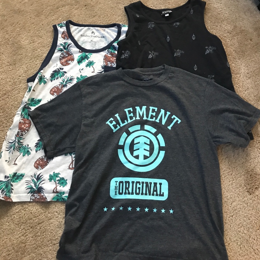 Three boys shirt volcom element and south house