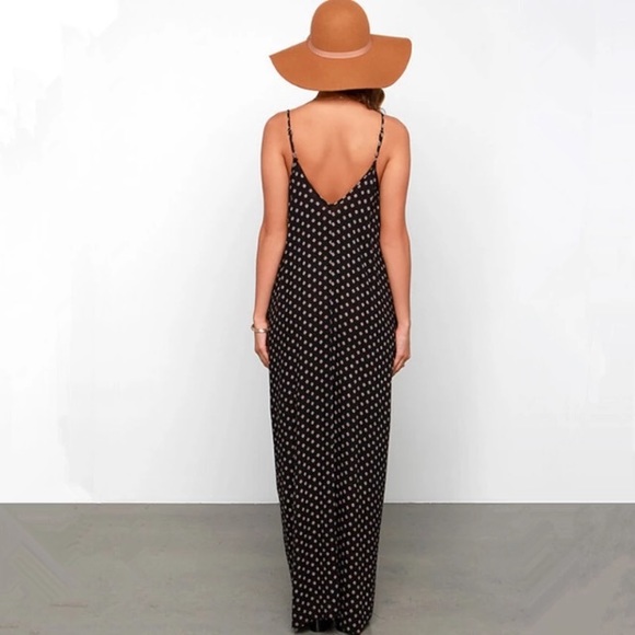 Black and White Dots Deep V Cami Maxi Dress - Picture 4 of 5