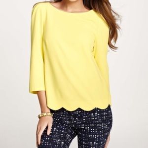 Ann Taylor Yellow Scalloped Top