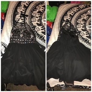 Black breaded halter dress