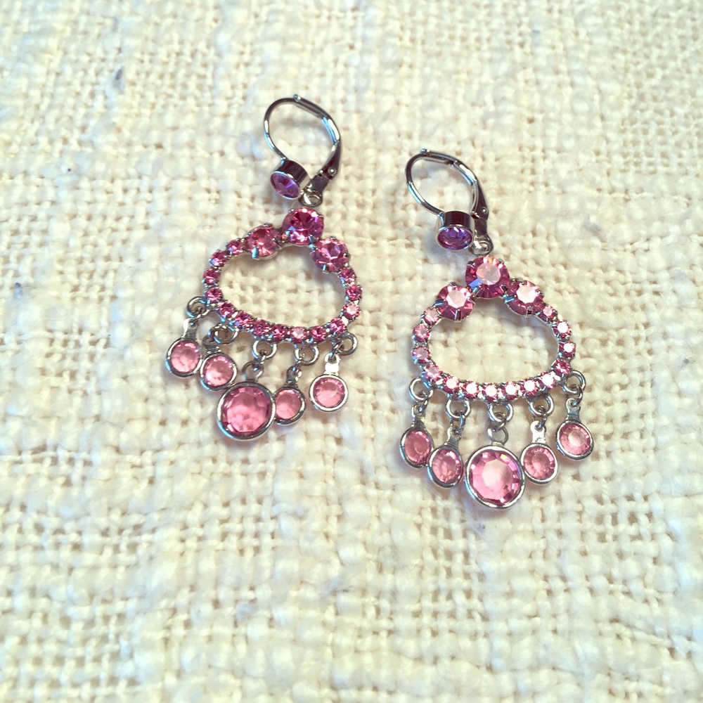 Pink Crystal Chandelier Earrings