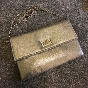 Silver crossbody clutch