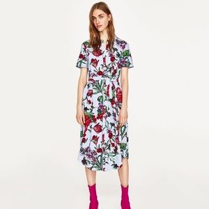 Zara Floral gingham midi dress