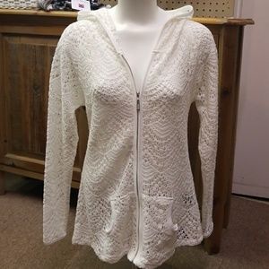 Crocheted zip up hoodie