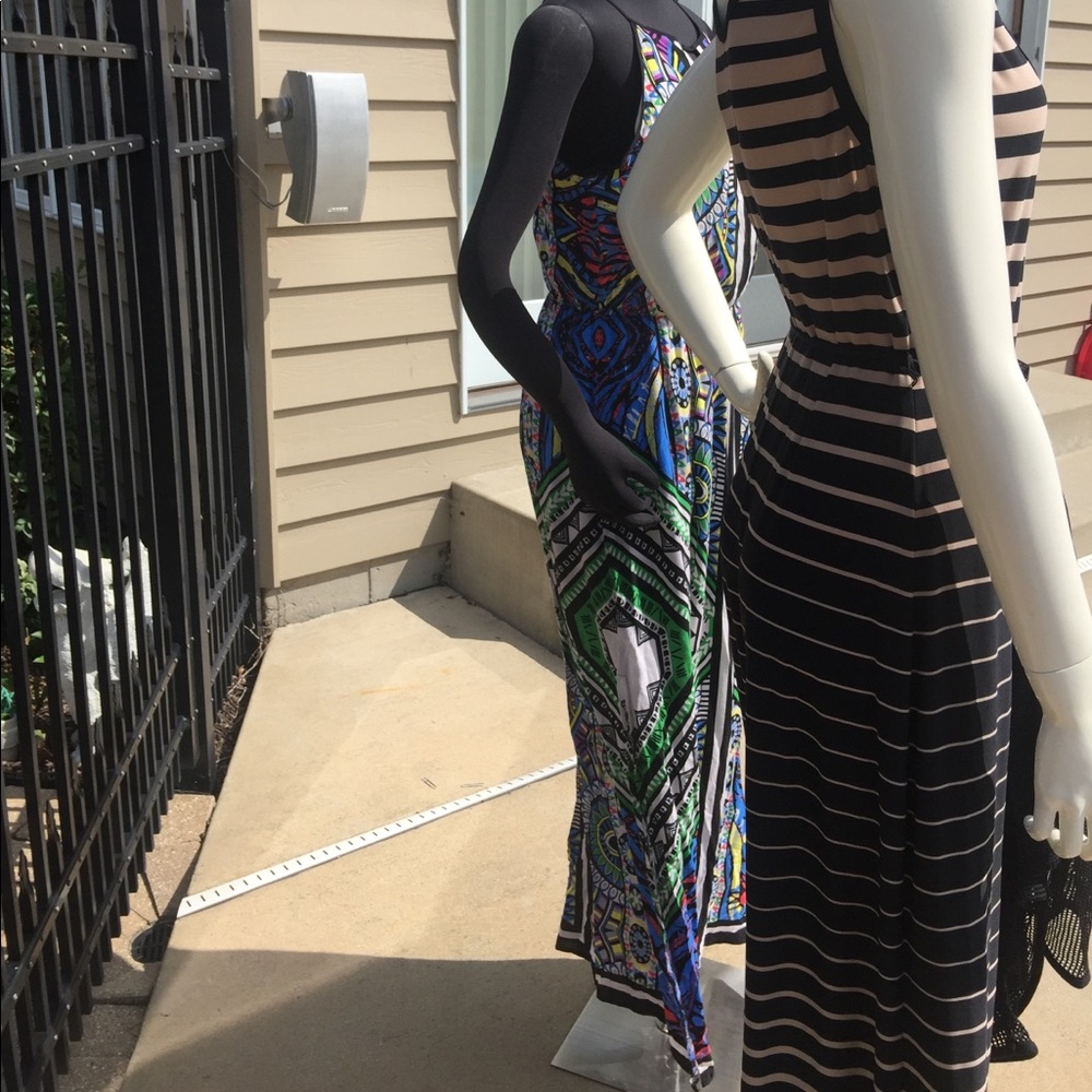 Elegant stretchy striped sleeveless maxi dress 10 - Picture 6 of 7