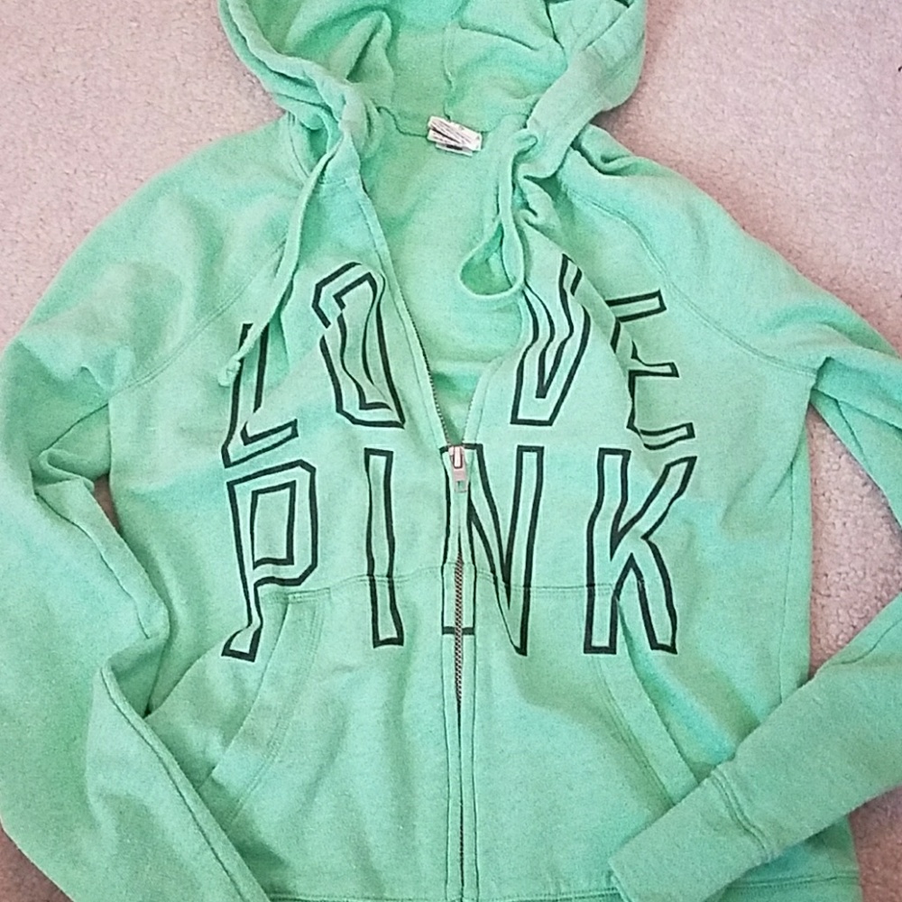 Mint green pink zip up jacket