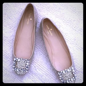 Kate spade gold glitter rhinestone flats