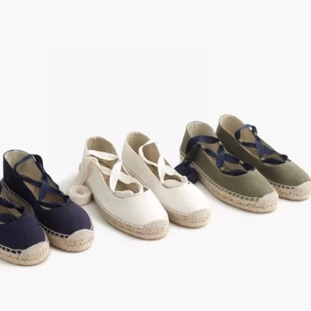 J.crew Women's Lace-up Espadrilles In Fresh Cream