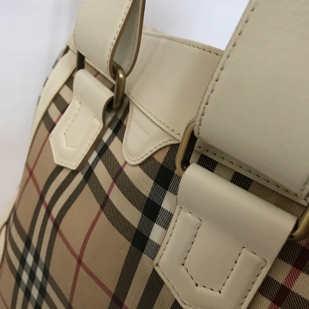 Burberry medium leather Haymarket check tote