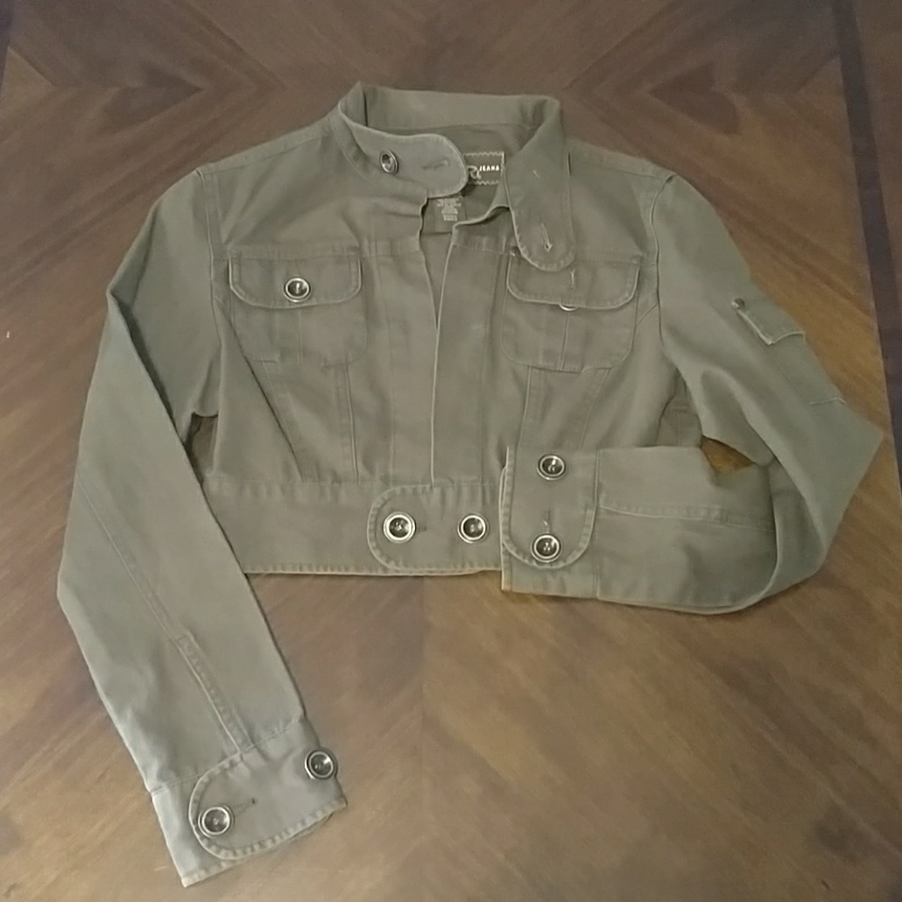 Cropped brown jean jacket