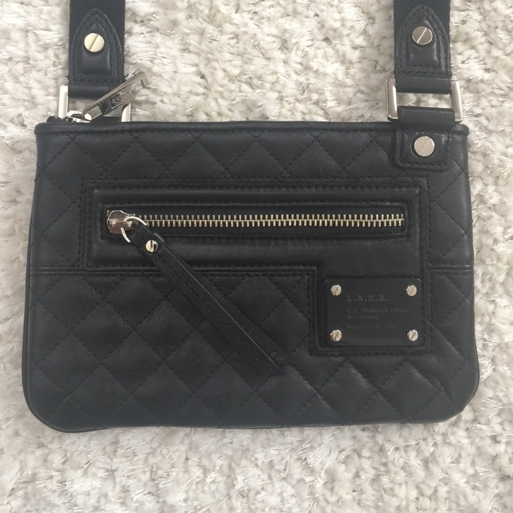 L.A.M.B. Cross-body black quilted bag