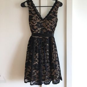 Black lace and Nude minidress