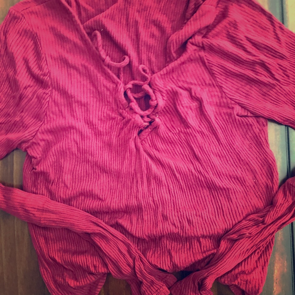 Long sleeve cross chest crop top