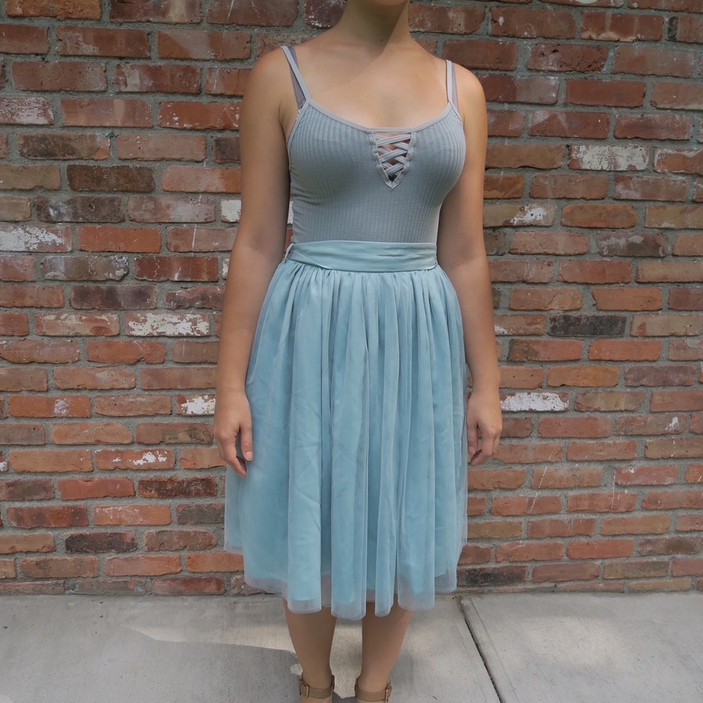 Mint Tulle Midi Skirt
