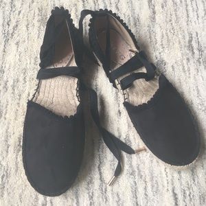 Black tie up espadrilles