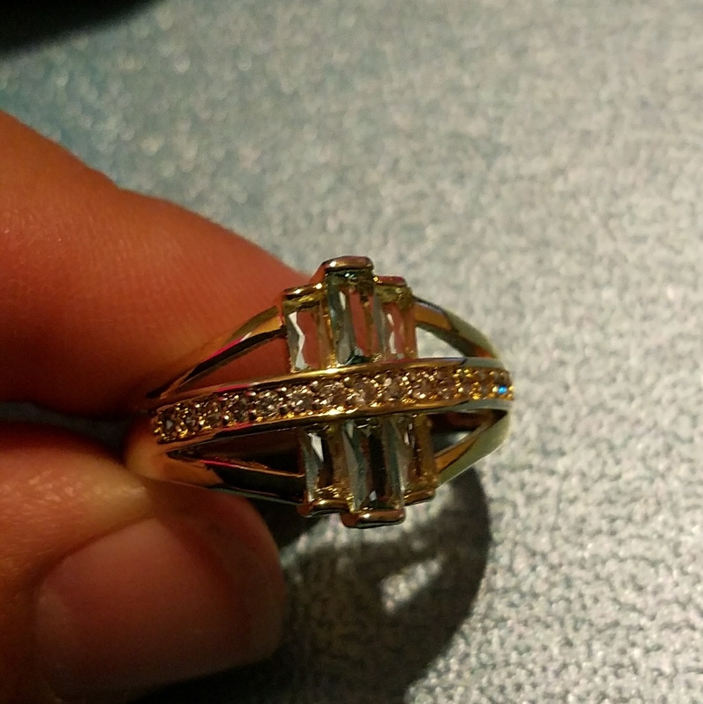Free with purchase 18k gold filled aquamarine ring