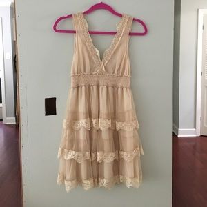 Free people nude, lace, tiered dress